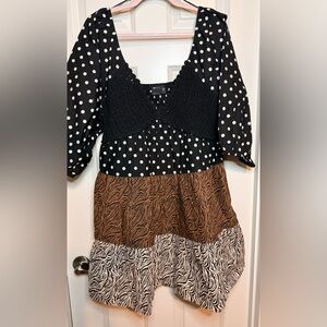 ASOS Black and Brown Mixed Patterned Mini Dress